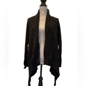 Lucky Brand Black Asymmetrical Open Cardigan Drape Front Wrap Sweater XS